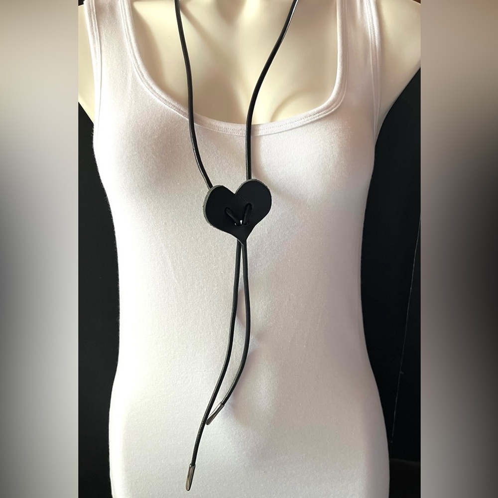 Boho Leather Heart Shaped Bolo Lariat
